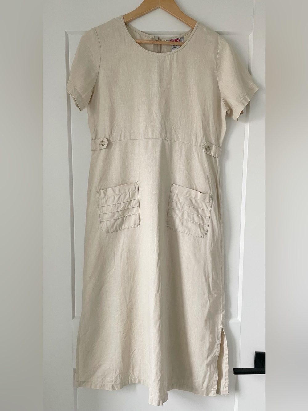 Vintage 100% Linen FADS Dress | Neutral Utility Summer Shift